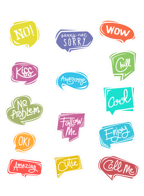 Colorful cartoon chat bubble sticker vector