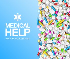 Colorful drugs medical care poster vector