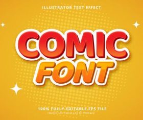 Comic font 3d font editable text style effect vector