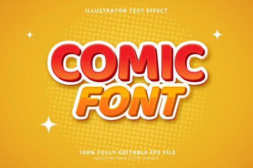 Comic font 3d font editable text style effect vector