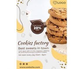 Cookies factory poster with discount vector