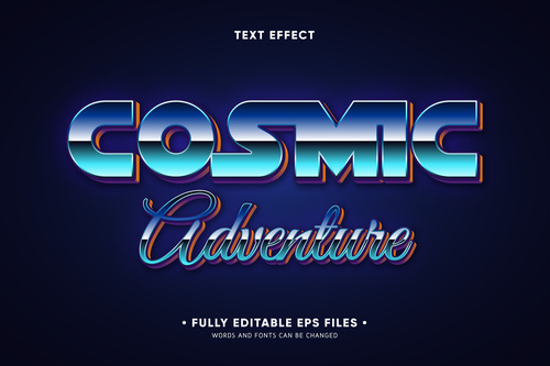 Cosmic 3d font editable text style effect vector