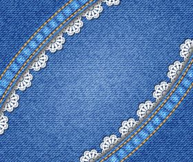 Curved lace denim texture vector