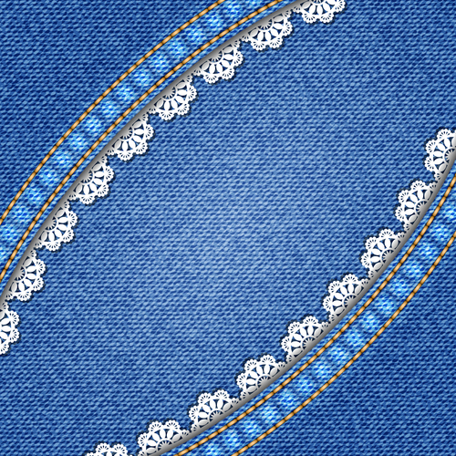 Curved lace denim texture vector