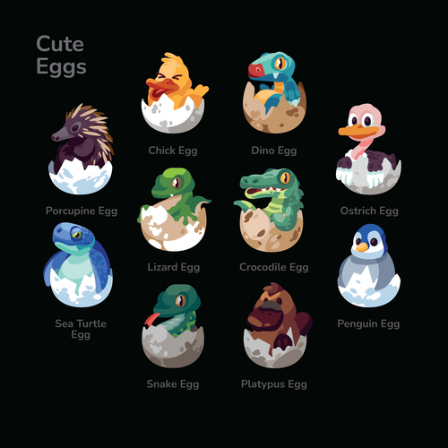 Cute Eggs Illustration Sets vector
