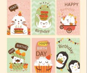 Cute animal cover birthday card vector