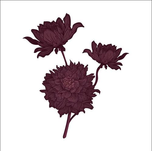 Dark flower watercolor painting vector