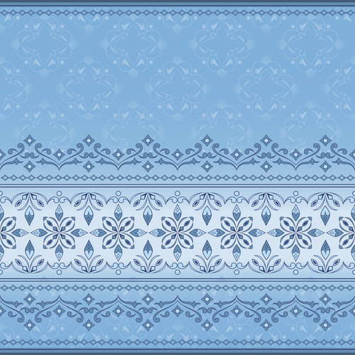 Decorative seamless border on light blue background vector