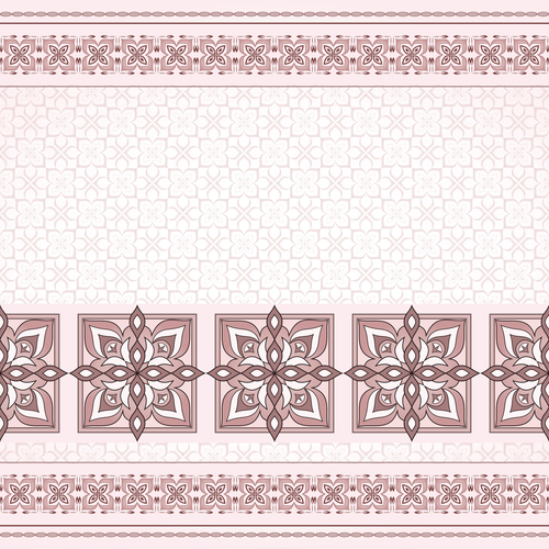Decorative seamless pink brovn border on white background vector