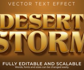 Desert storm editable font 3d vector