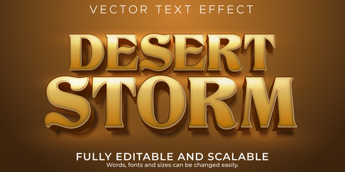 Desert storm editable font 3d vector