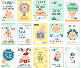 Different growth stages baby cards vector