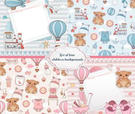 Different style baby beautiful invitation card vector