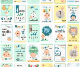 Different style baby cards vector