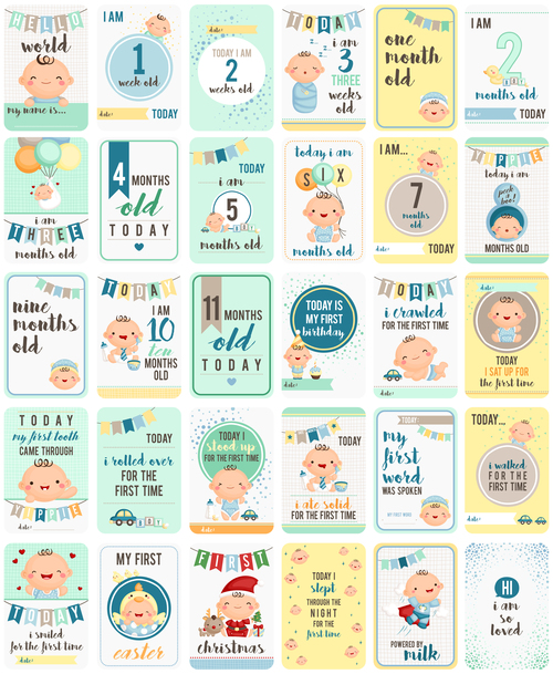 Different style baby cards vector