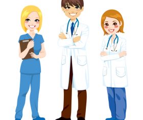 Doctor and nurse cartoon character vector