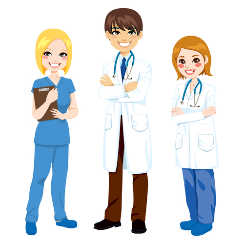 Doctor and nurse cartoon character vector