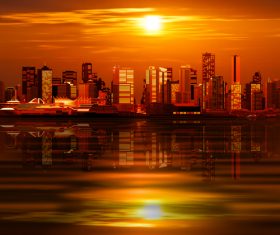 Dusk city landscape vector