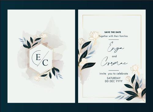 Elegant wedding invitation card design vector