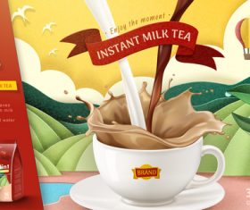 Enjoy the moment instant coffee flyer vector
