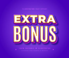Extra bonus 3d font editable text style effect vector