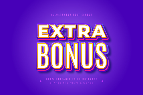 Extra bonus 3d font editable text style effect vector