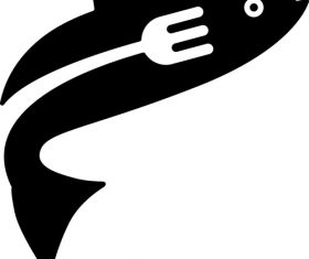 Fish fork restaurant logo vector