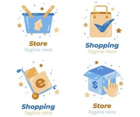 Flat design e-commerce logos vector