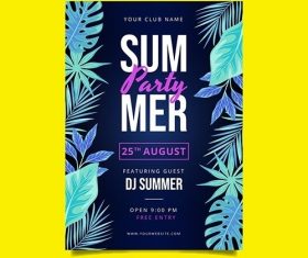 Flat summer party vertical poster template vector