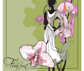Floral print fashion style illustration vector