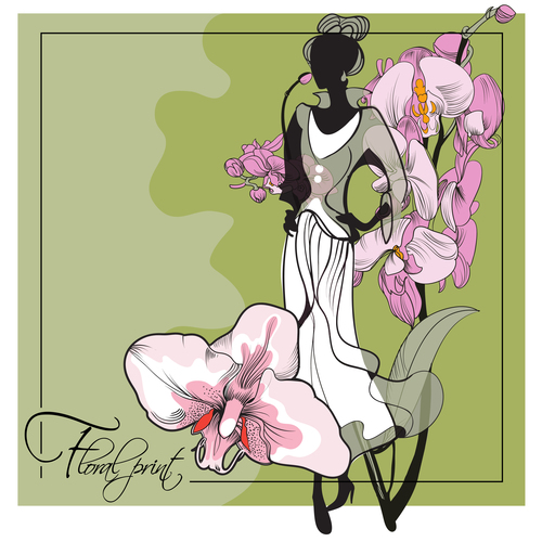 Floral print fashion style illustration vector