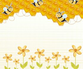 Flower beehive and bee background vector