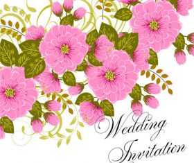 Flower watercolor background wedding invitation card vector