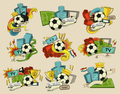 Football match broadcast cartoon illustration vector