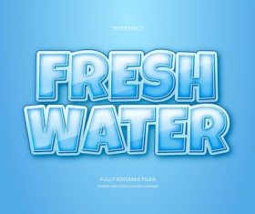 Fresh water 3d font editable text style effect vector