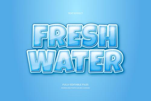 Fresh water 3d font editable text style effect vector