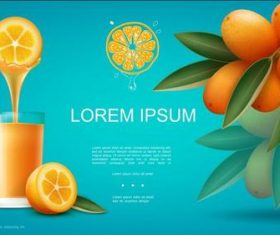 Freshly squeezed orange juice flyer vector