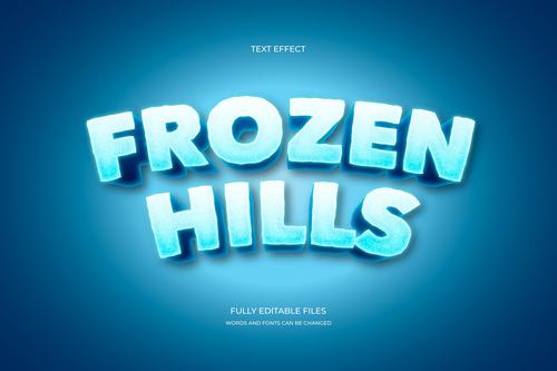 Frozen hills 3d font editable text style effect vector