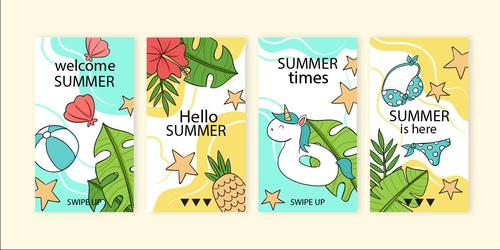 Funny summer time instagram stories vector