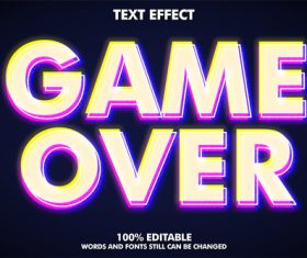 GAME OVER 3d editable text style effect vector