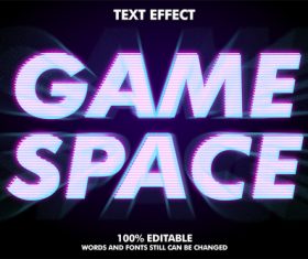 GAME SPACE 3d editable text style effect vector
