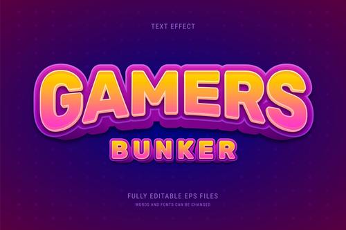 Gamers bunker 3d font editable text style effect vector