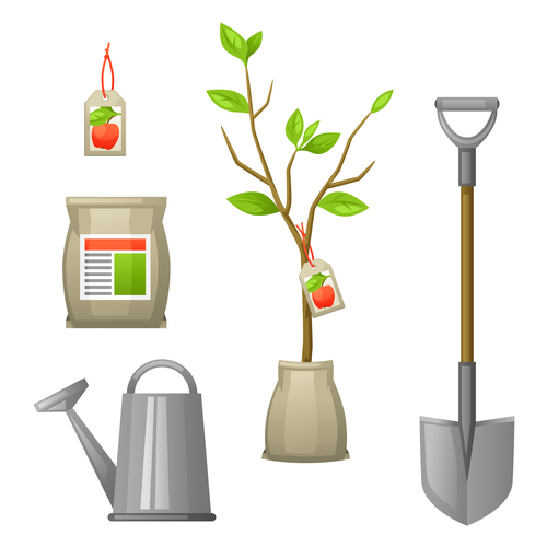 Gardening with tools vector