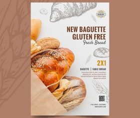 Gluten free baguette vertical flyer vector