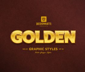 Golden graphic styles text styles vector
