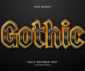 Gothic 3d font editable text style effect vector