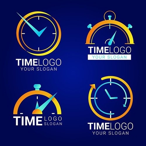 Gradient time logos pack vector