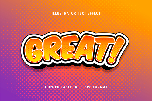 Great 3d font editable text style effect vector