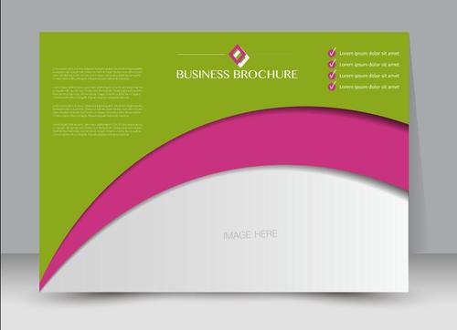 Green and pink business brochure vector