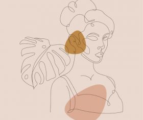 Half body female line sketch vector